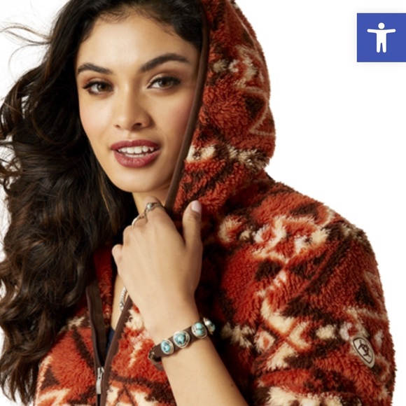 Ariat Women's Bomber Jacket in Red and Cream - Picture 6 of 12